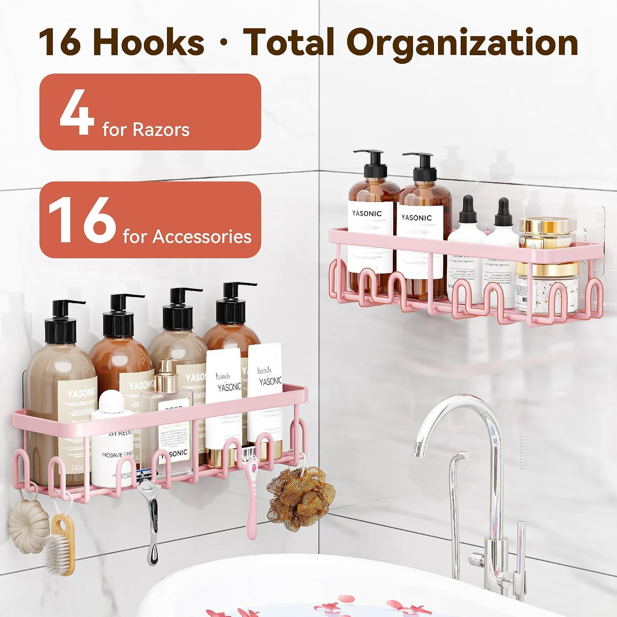 Shower Caddy Adhesive, Rustproof Shower Organizer, Wall Shower Rack