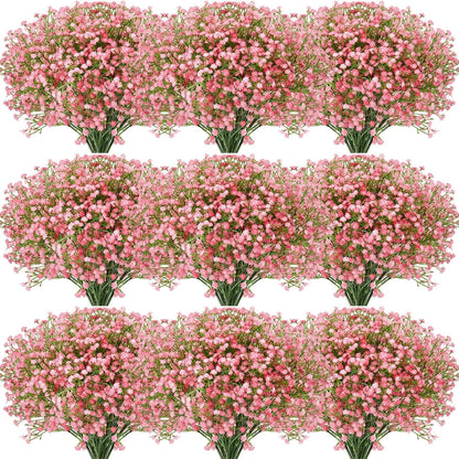 20 Pcs Baby Breath Artificial Flowers Bulk Artificial Baby Breath Gypsophila Flower 20.8 Inch Faux Gypsophila Bouquet Fake Floral Greenery for Wedding Party Decor (Pink)