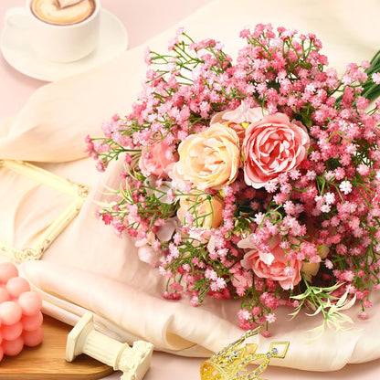 20 Pcs Baby Breath Artificial Flowers Bulk Artificial Baby Breath Gypsophila Flower 20.8 Inch Faux Gypsophila Bouquet Fake Floral Greenery for Wedding Party Decor (Pink)