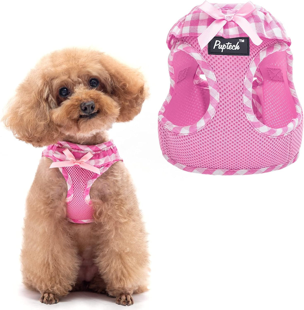 Dog Harness for Puppy and Small Sized Dogs, Step-in No Pull Soft Mesh Vest Harness for Cats Small Pets Walking, Pink, New S