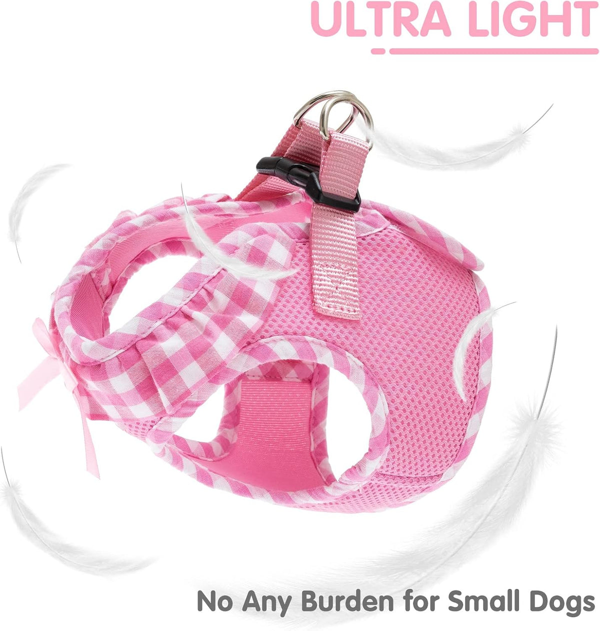 Dog Harness for Puppy and Small Sized Dogs, Step-in No Pull Soft Mesh Vest Harness for Cats Small Pets Walking, Pink, New S