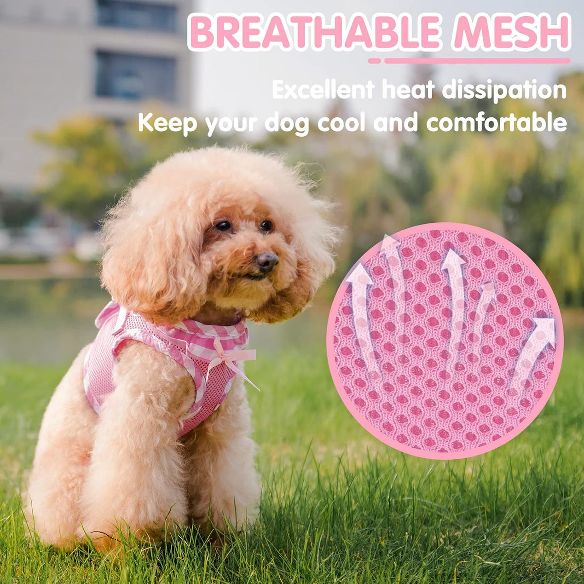Dog Harness for Puppy and Small Sized Dogs, Step-in No Pull Soft Mesh Vest Harness for Cats Small Pets Walking, Pink, New S