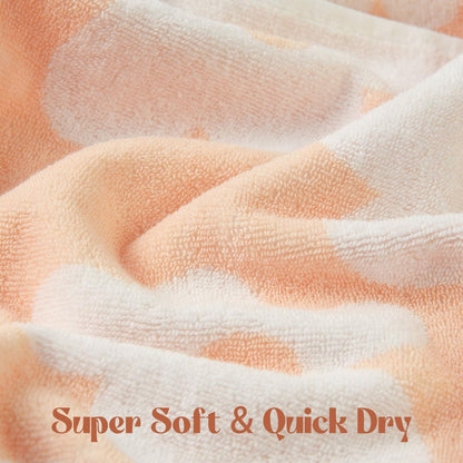 Floral Hand Towels for Bathroom - 2 Pack Cotton Face Towels , Pale Peach