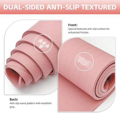 Large Yoga Mat Thick, 76"x32"x0.31"Wide POE Exercise Mat with Non-Slip Surface & Carry Strap, Anti-Tear Workout Mat for Yoga, Pilates, Fitness