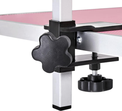 Yaheetech 46'' Pet Grooming Table for Large Dogs Adjustable Height - Portable Trimming Table Drying Table w/Arm/Noose/Mesh Tray Maximum Capacity Up to 265Lb -Pink