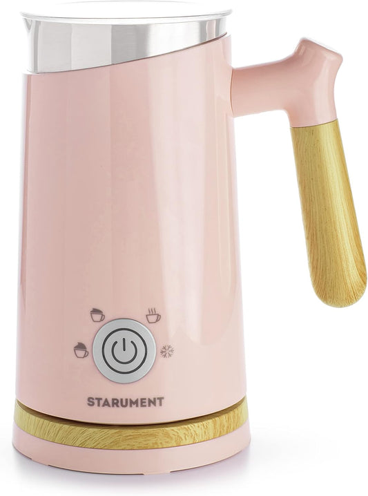 Electric Milk Frother - Automatic Foamer & Heater for Coffee, Latte, Cappuccino, Other Creamy Drinks 4 Settings Cold Foam, Airy Dense Foam Warm Easy to Use, Pink, 8x4x5 inches (MS-MF)