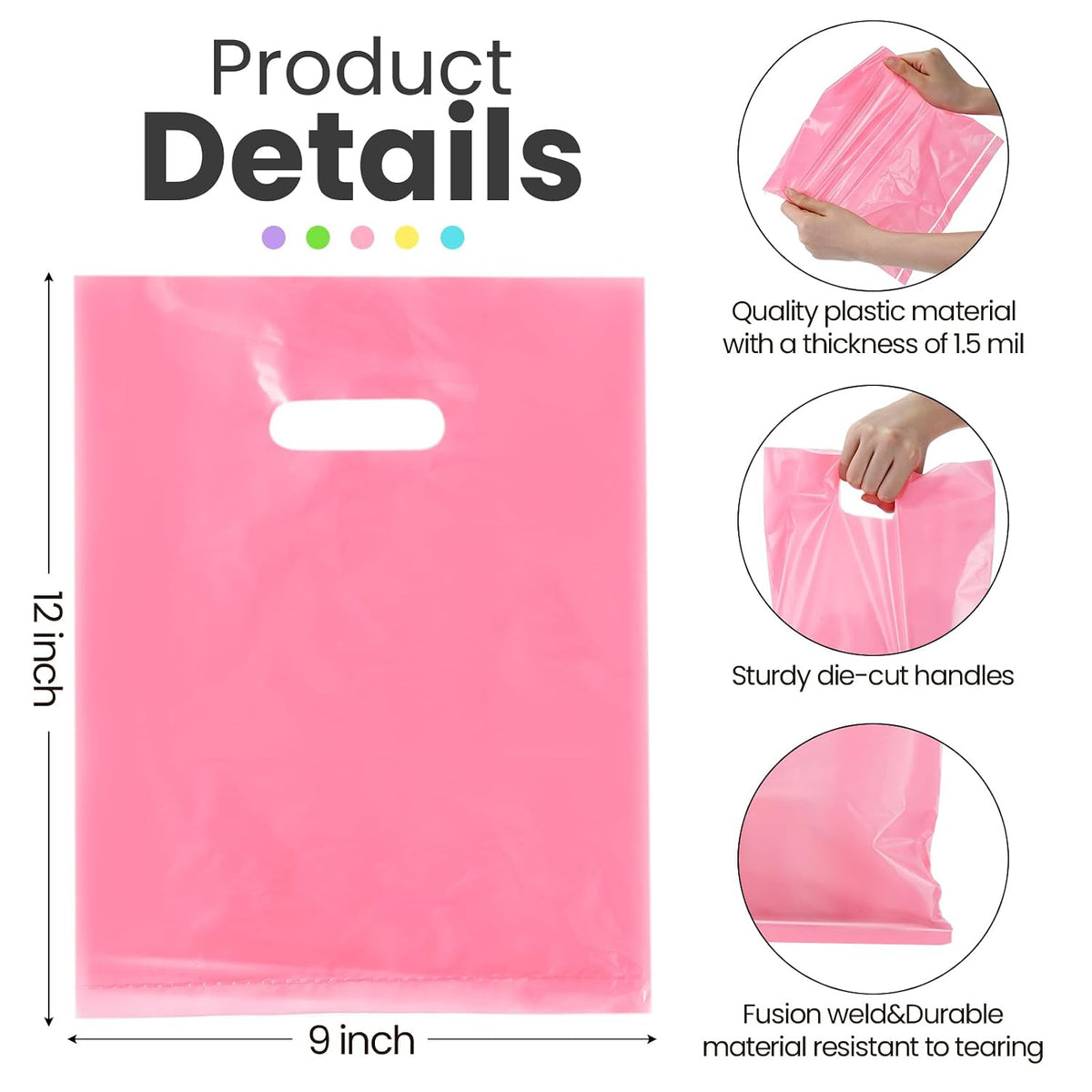 Harloon 500 Pcs Shopping Bags Bulk for Small Business, Pastel