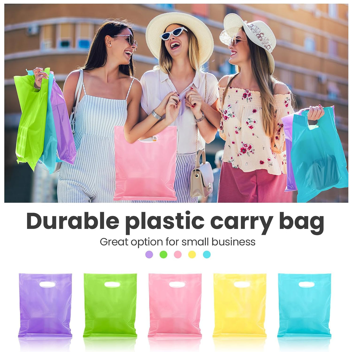 Harloon 500 Pcs Shopping Bags Bulk for Small Business, Pastel