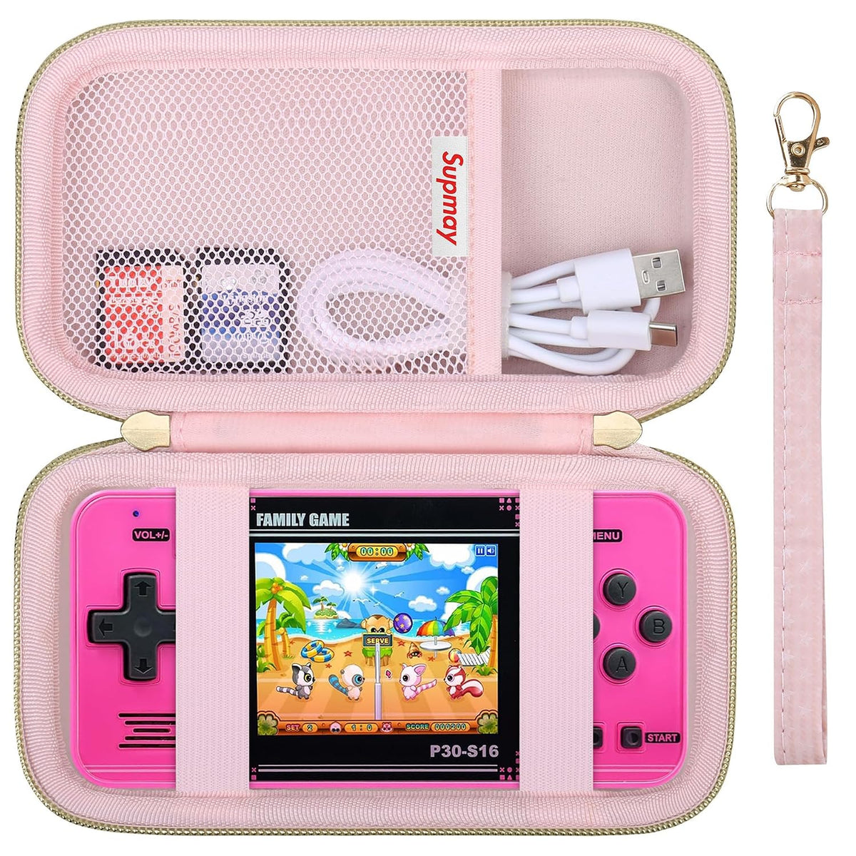 Carrying Case for WELLST-G / for GuaiyeyeAP Kids Handheld Game, Pink