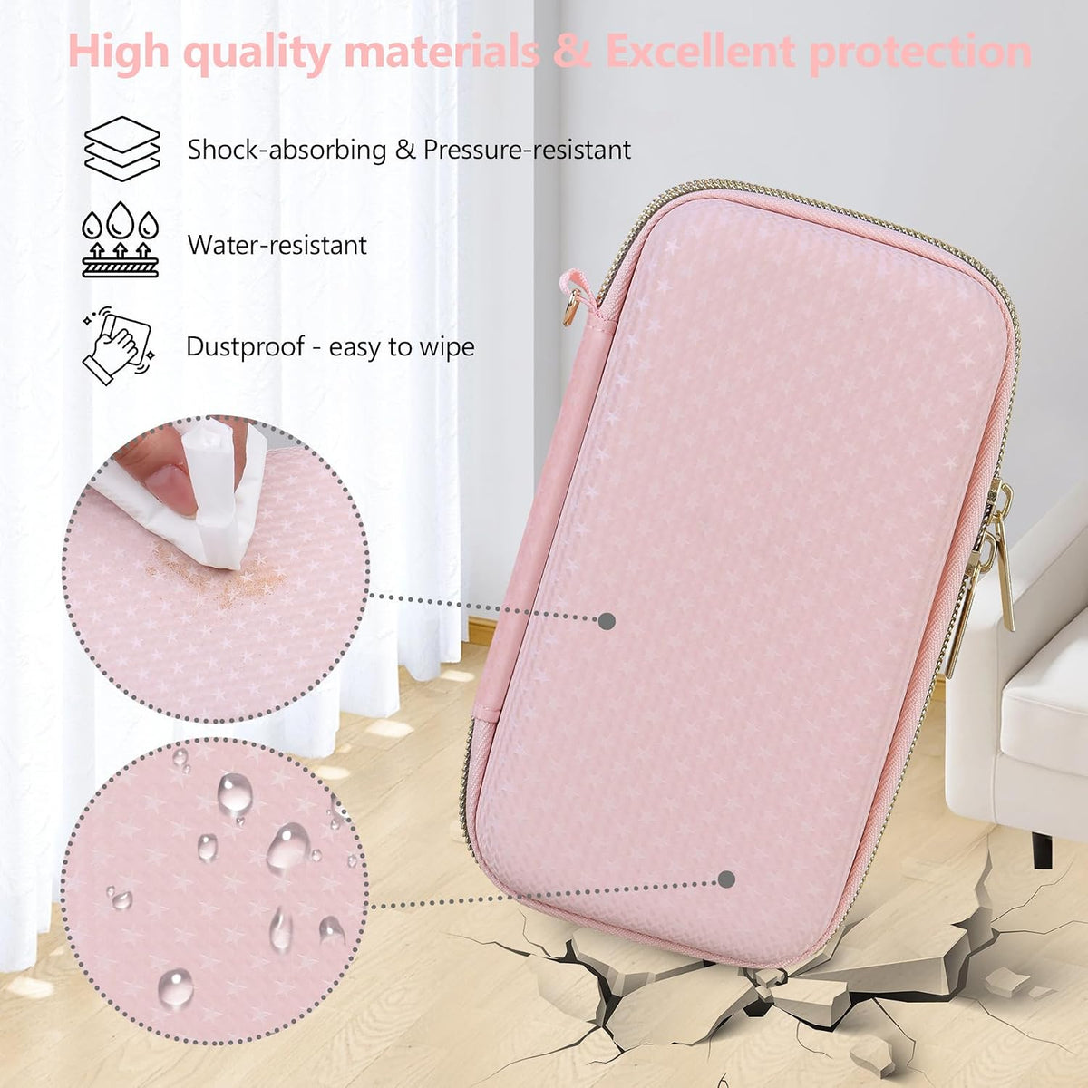 Carrying Case for WELLST-G / for GuaiyeyeAP Kids Handheld Game, Pink