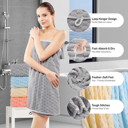 4 Pack Microfiber Bath Towels Large, Super Absorbent, Quick Dry, Plush and Fluffy, 27.5″ x 55″, Luxury Towel Set for Bathroom, Spa, Gym, Travel - Mixed Colors