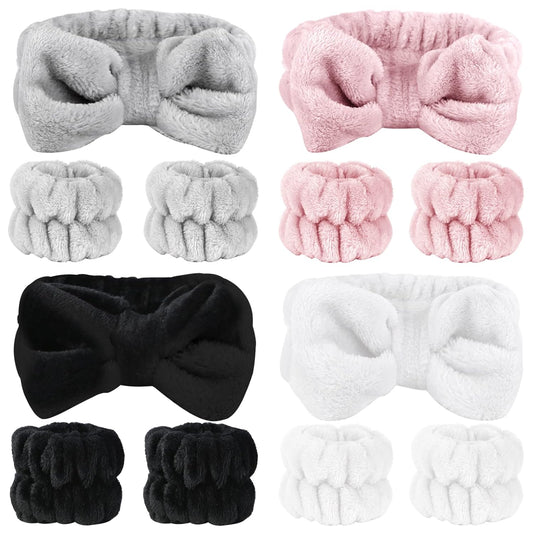 12 PCS Face Wash Headband Wristband Sets for Women and Girls