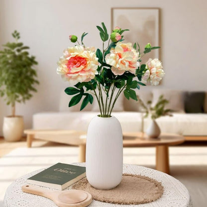 Peonies Artificial Flowers,Silk Flowers with Stems,Winter Flowers Artificial for Decoration,Long Stem Artificial Flowers for Tall Vase,Wedding Table Centerpiece Party Decor (3, Pink)