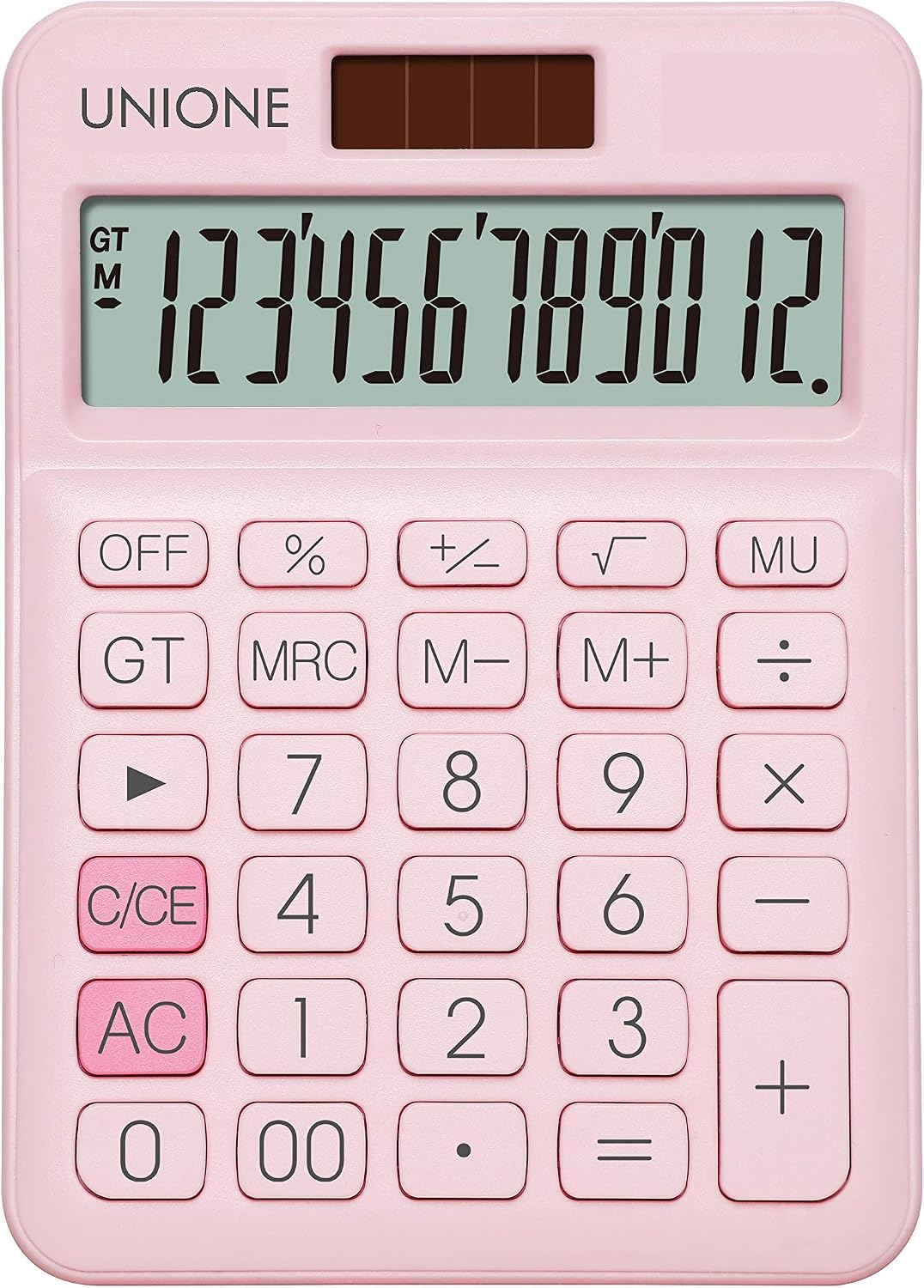 Pink Calculator with a Bright LCD, Dual Power Handheld Desktop. Business, Office, High School