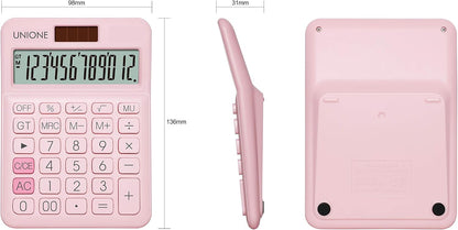 Pink Calculator with a Bright LCD, Dual Power Handheld Desktop. Business, Office, High School