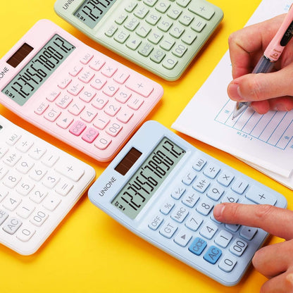 Pink Calculator with a Bright LCD, Dual Power Handheld Desktop. Business, Office, High School