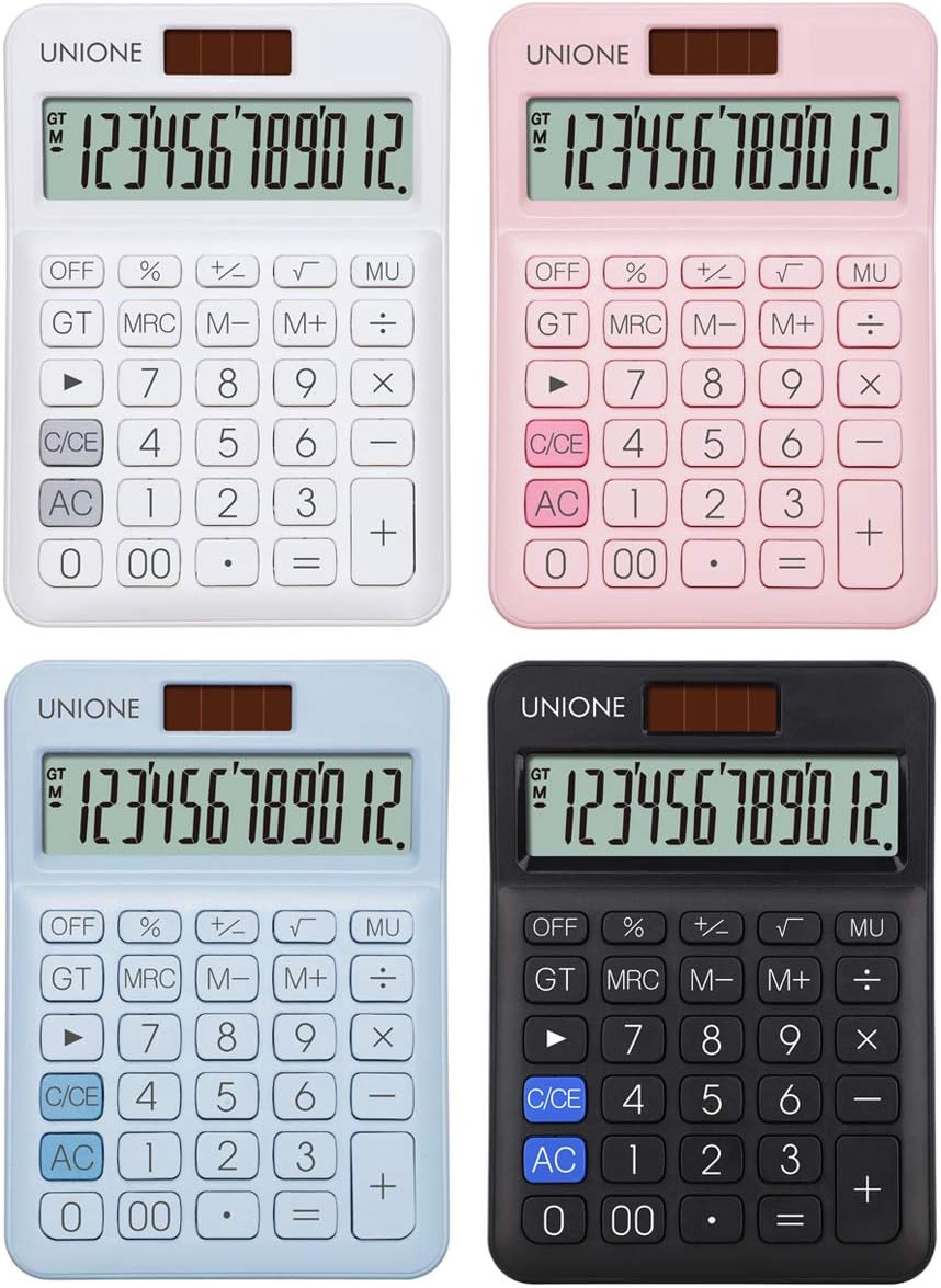 Pink Calculator with a Bright LCD, Dual Power Handheld Desktop. Business, Office, High School