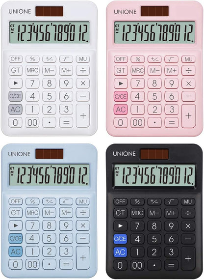 Pink Calculator with a Bright LCD, Dual Power Handheld Desktop. Business, Office, High School