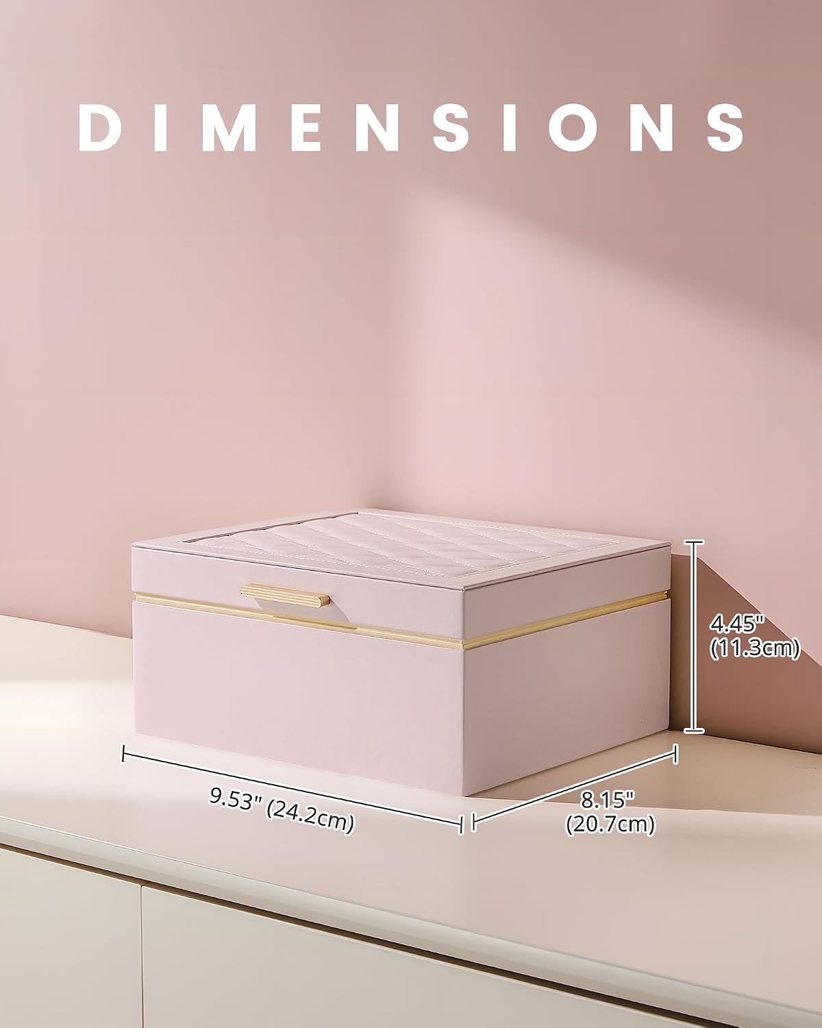 Jewelry Box for Women Girls, 2 Layer Jewelry Organizer -Pink