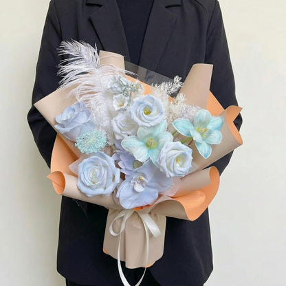 BBJ WRAPS Double Color Flower Wrapping Paper Waterproof Florist Bouquet Packaging Wraps 20 Sheets 23.6x23.6 Inch (Peach)