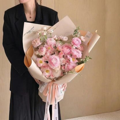 BBJ WRAPS Double Color Flower Wrapping Paper Waterproof Florist Bouquet Packaging Wraps 20 Sheets 23.6x23.6 Inch (Peach)