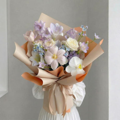 BBJ WRAPS Double Color Flower Wrapping Paper Waterproof Florist Bouquet Packaging Wraps 20 Sheets 23.6x23.6 Inch (Peach)