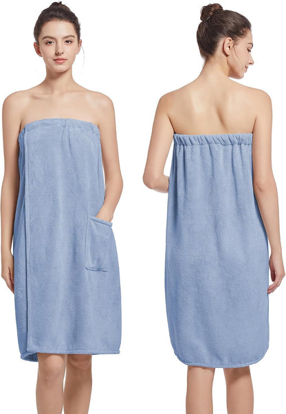 Women'S Soft Wrap Towel Full Length，Bath Robe After Shower Female Plush Long，Spa Bathrobes Lightweight With Pockets