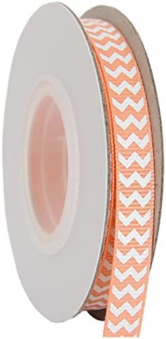 Peach Grosgrain Chevron Ribbon - 3/8" x 10 yd | Chevron-striped grosgrain ribbon - perfect for bows, hair clips, gift wrapping & DIY decorations