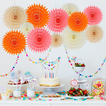 12PCS Paper Fans Peach and Pink Party Decorations Tissue Paper Flowers Decorations for Girl Groovy Birthday Baby Shower Wedding Bachelorette Room Wall Hanging Décor