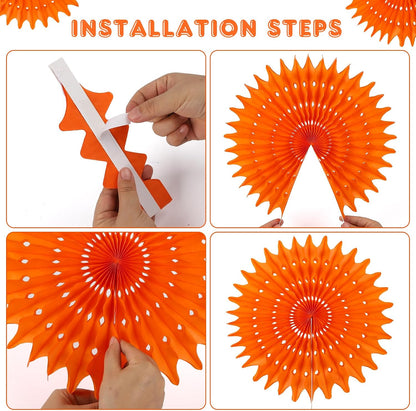 12PCS Paper Fans Peach and Pink Party Decorations Tissue Paper Flowers Decorations for Girl Groovy Birthday Baby Shower Wedding Bachelorette Room Wall Hanging Décor