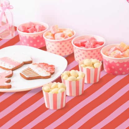 Striped Tablecloth Pink Red Waterproof for Party Table Decoration