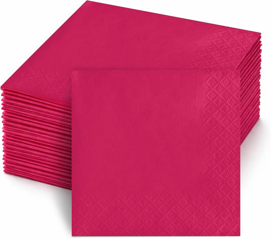 Perfect Stix Pink Beverage Napkins, 2-Ply, Disposable Cocktail Napkins for Party, Dinner, Wedding, Birthday, 50 Count