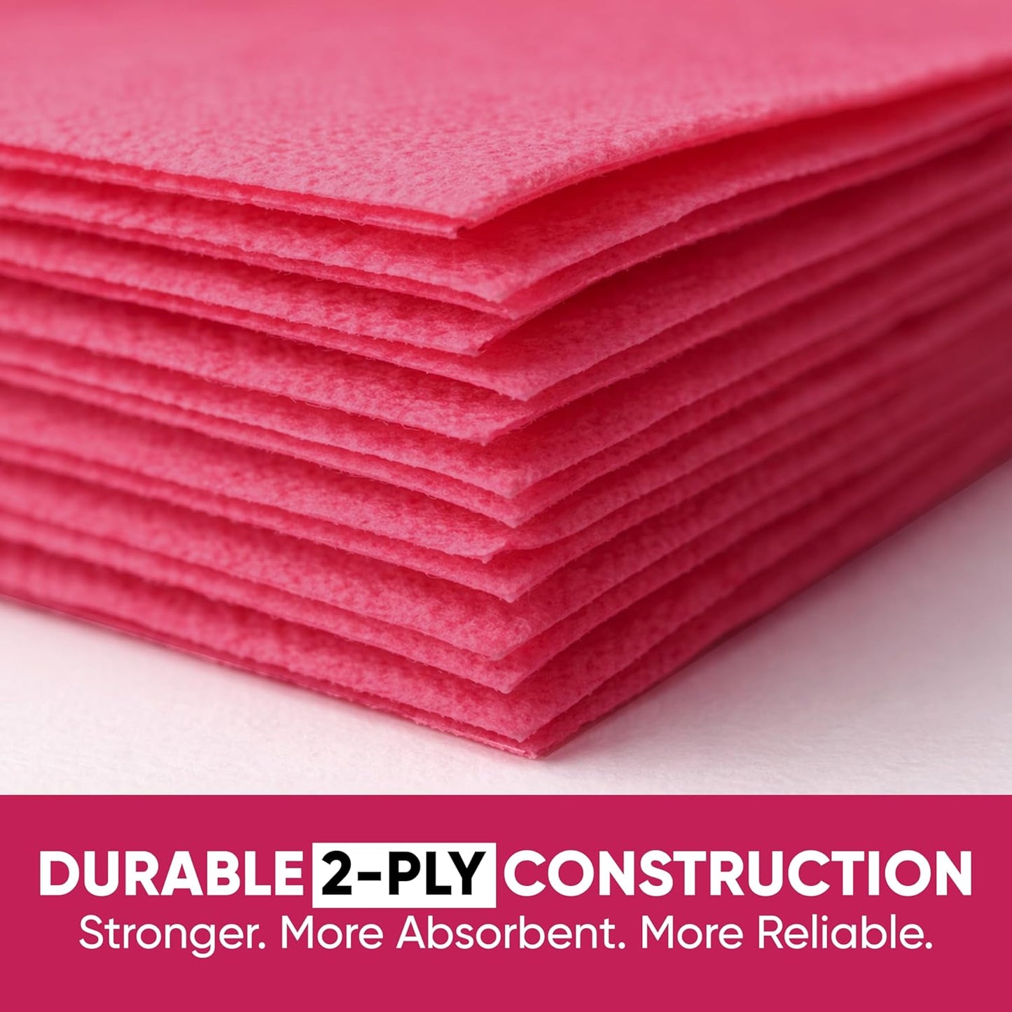 Perfect Stix Pink Beverage Napkins, 2-Ply, Disposable Cocktail Napkins for Party, Dinner, Wedding, Birthday, 50 Count