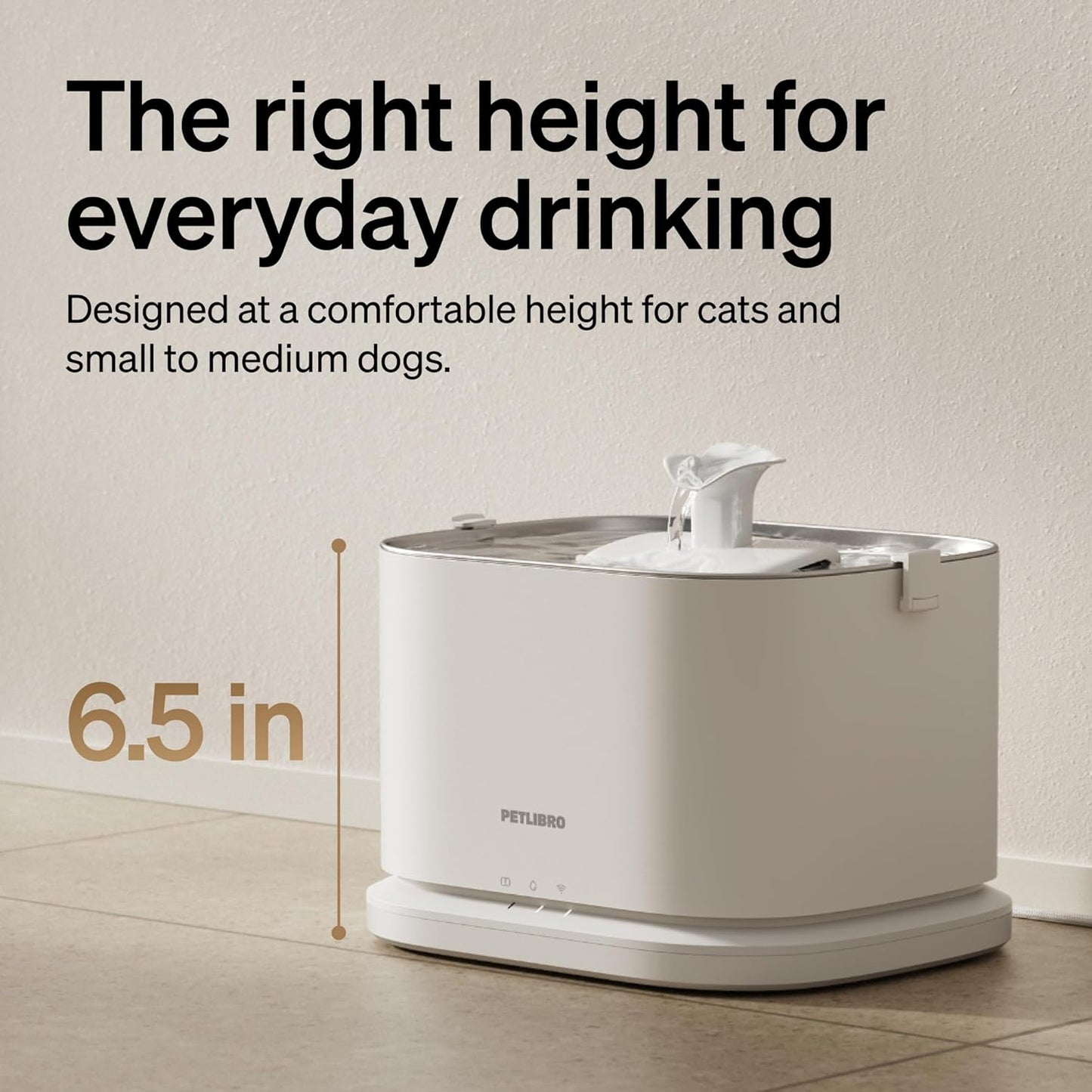PETLIBRO Quiet Dog Water Fountain Stainless Steel Tray, Smart Pet Water Fountain for Dogs Inside with App Monitoring, 3L Dog Fountain Water Bowl, Automatic Water Dispenser for Dogs, Cat Water Fountain