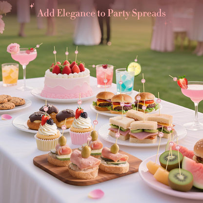 200PCS Cocktail Picks, Pink Pearl Decorative Toothpicks for Appetizers
