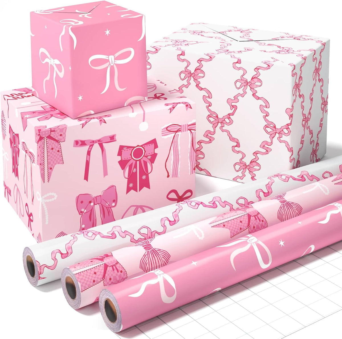 Pink Wrapping Paper Birthday 3 x 10ft Princess Bow Wrapping Paper