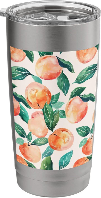 Vintage Pattern Art Peach Fruit Stainless Steel Insulated Tumbler