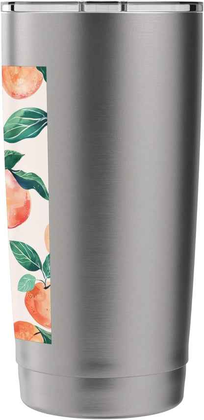 Vintage Pattern Art Peach Fruit Stainless Steel Insulated Tumbler