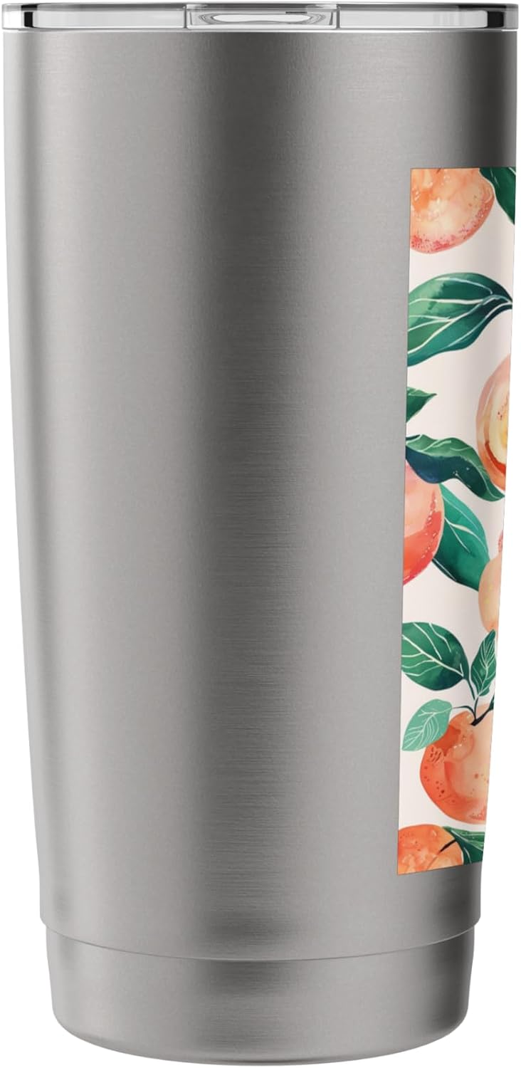 Vintage Pattern Art Peach Fruit Stainless Steel Insulated Tumbler