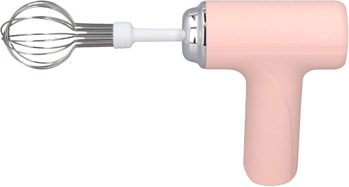 Electric Hand Whisk, 3 Speed Settings, 2 Interchangeable Whisks, Cordless Rechargeable, Pink