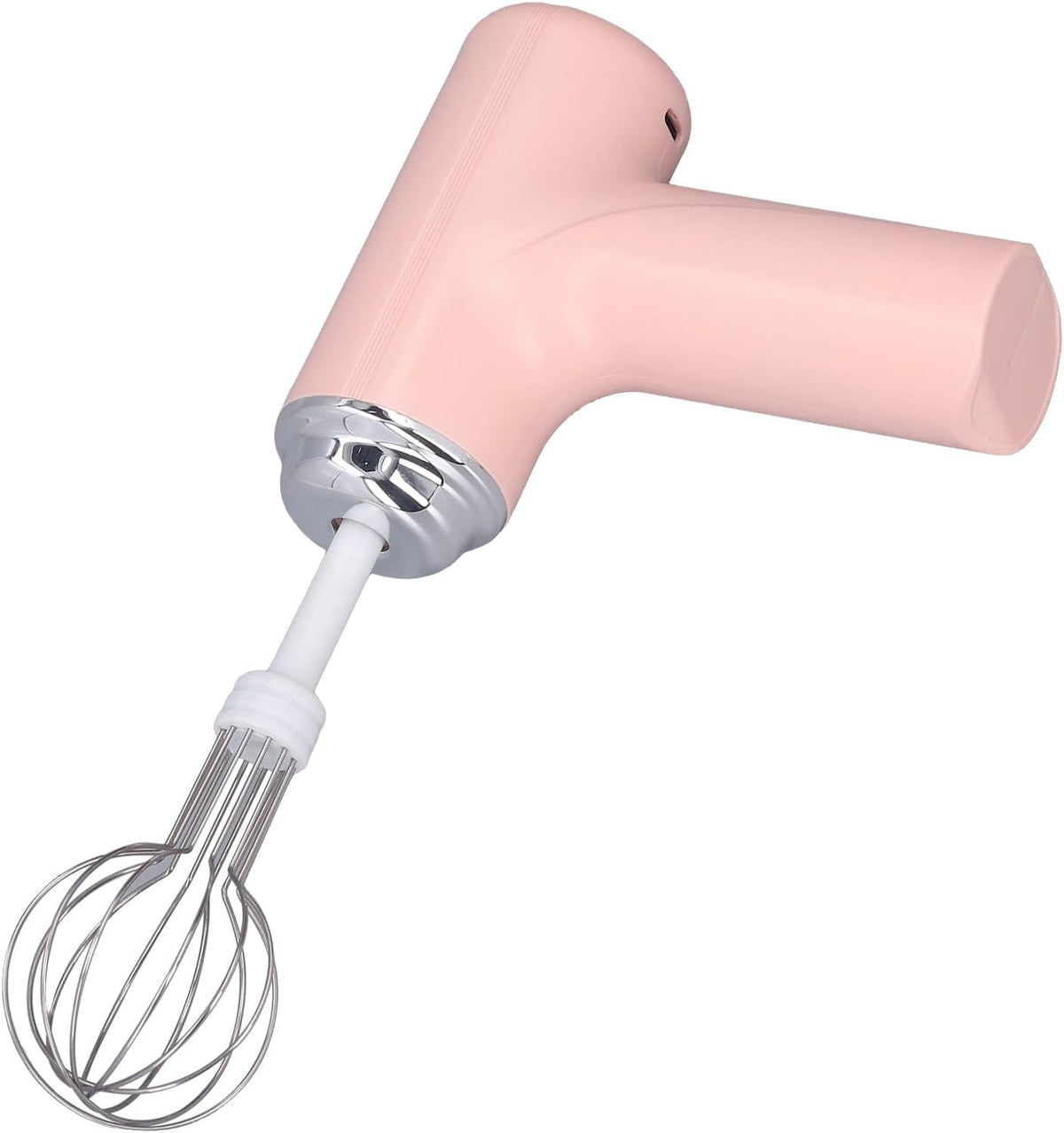 Electric Hand Whisk, 3 Speed Settings, 2 Interchangeable Whisks, Cordless Rechargeable, Pink