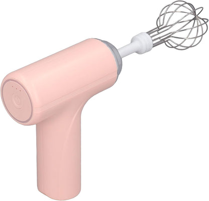 Electric Hand Whisk, 3 Speed Settings, 2 Interchangeable Whisks, Cordless Rechargeable, Pink
