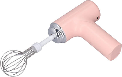 Electric Hand Whisk, 3 Speed Settings, 2 Interchangeable Whisks, Cordless Rechargeable, Pink