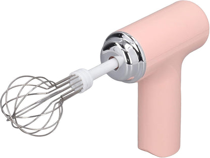 Electric Hand Whisk, 3 Speed Settings, 2 Interchangeable Whisks, Cordless Rechargeable, Pink