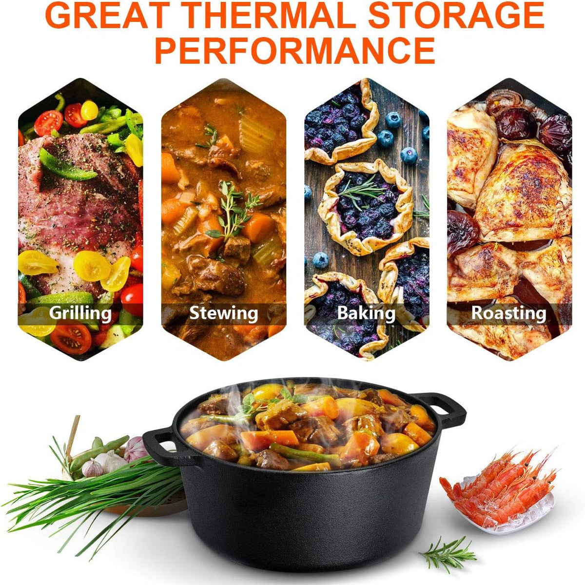 Enameled Cast Iron Dutch Oven 5.5QT pink + 2 in 1 Pre Seasoned Dutch Oven combo