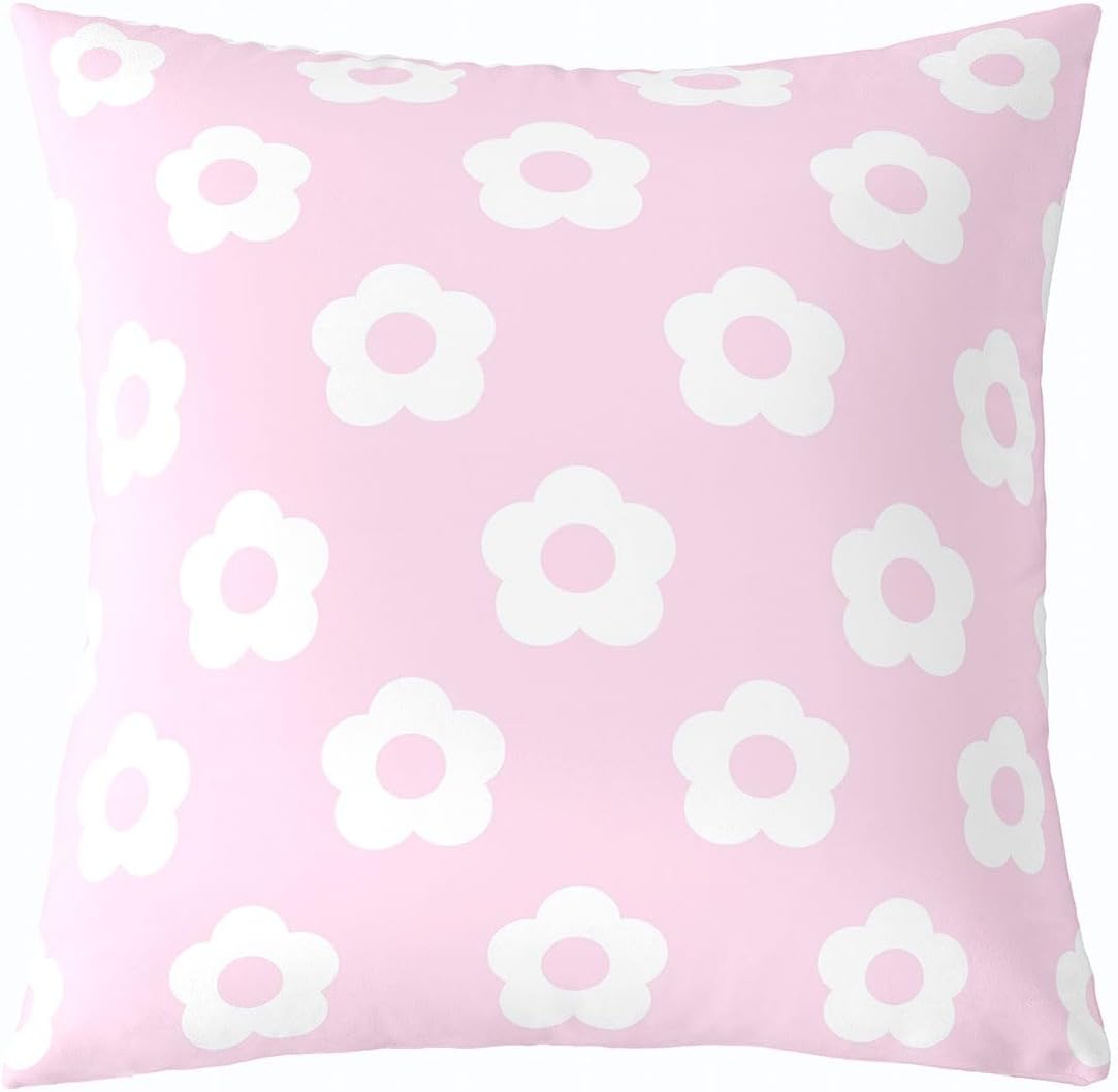 Light Pink Floral Throw Pillow Covers 1 Pcs Princess Flower Cushion Case Romantic Plants Pattern Decor Pillowcase Indoor Outdoor Super Soft 22 x 22-Inch