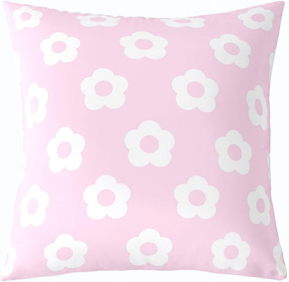 Light Pink Floral Throw Pillow Covers 1 Pcs Princess Flower Cushion Case Romantic Plants Pattern Decor Pillowcase Indoor Outdoor Super Soft 22 x 22-Inch