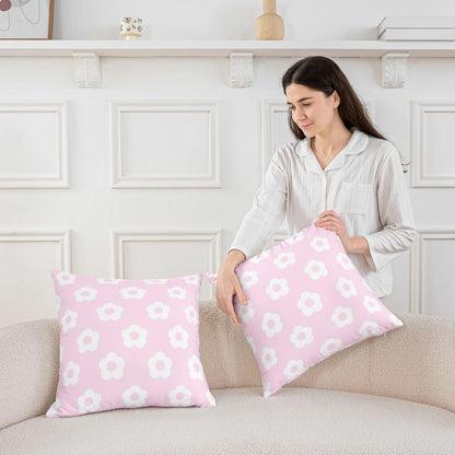 Light Pink Floral Throw Pillow Covers 1 Pcs Princess Flower Cushion Case Romantic Plants Pattern Decor Pillowcase Indoor Outdoor Super Soft 22 x 22-Inch