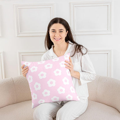 Light Pink Floral Throw Pillow Covers 1 Pcs Princess Flower Cushion Case Romantic Plants Pattern Decor Pillowcase Indoor Outdoor Super Soft 22 x 22-Inch