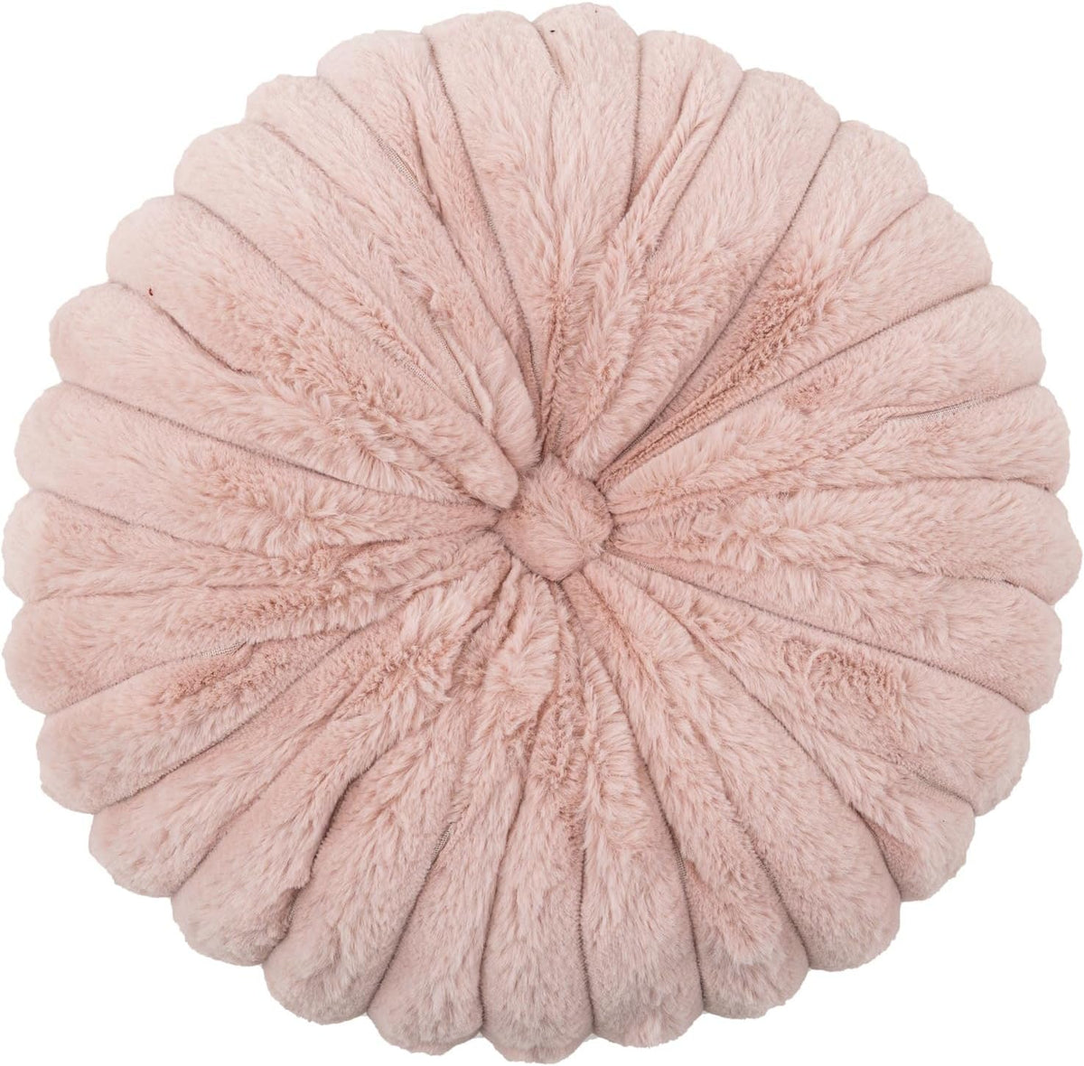 Round Throw Pillow Soft Faux Fur Decorative Pillow Small Pumpkin Throw Pillow Cushion for Living Room Sofa Bed (Pink,13.7" Diameter)